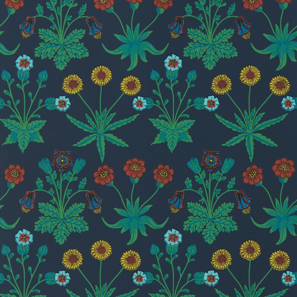 Daisy Wallpaper 510034 by Morris & Co in Midnight Blue